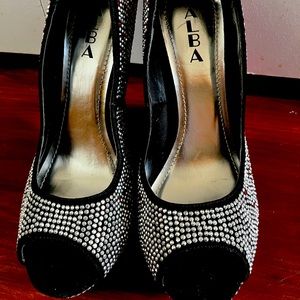 Silver and red shoes